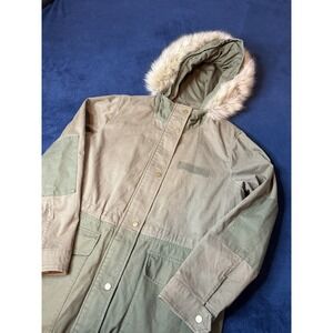 Gap Women’s Faux Fur Parka Army Olive Green Utility Jacket Coat S (See Photos)